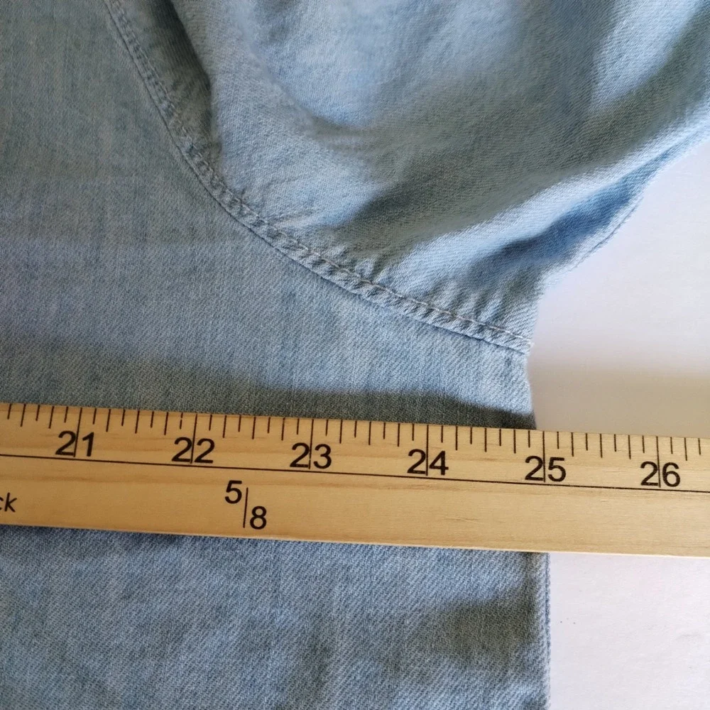 Universal Thread XL Light Wash Denim Top Button Up 3/4 Sleeve Gathered Peasant